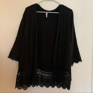 Black Xhilaration Kimono CoverUp Sweater Cardigan